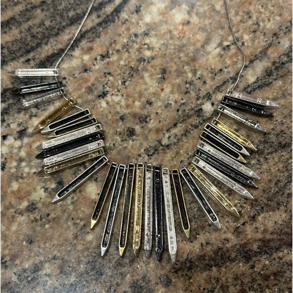 Guess statement necklace silver gold chunky - Picture 5 of 7